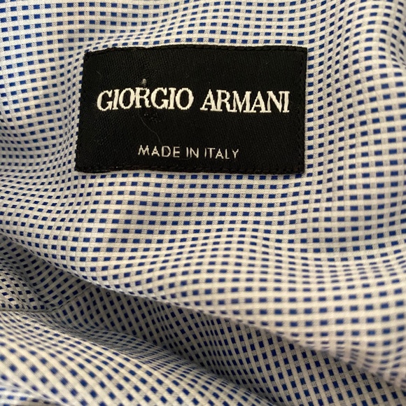 GIORGIO ARMANI Men’s Blue and White Button Down Shirt Sz 15 - Picture 5 of 6